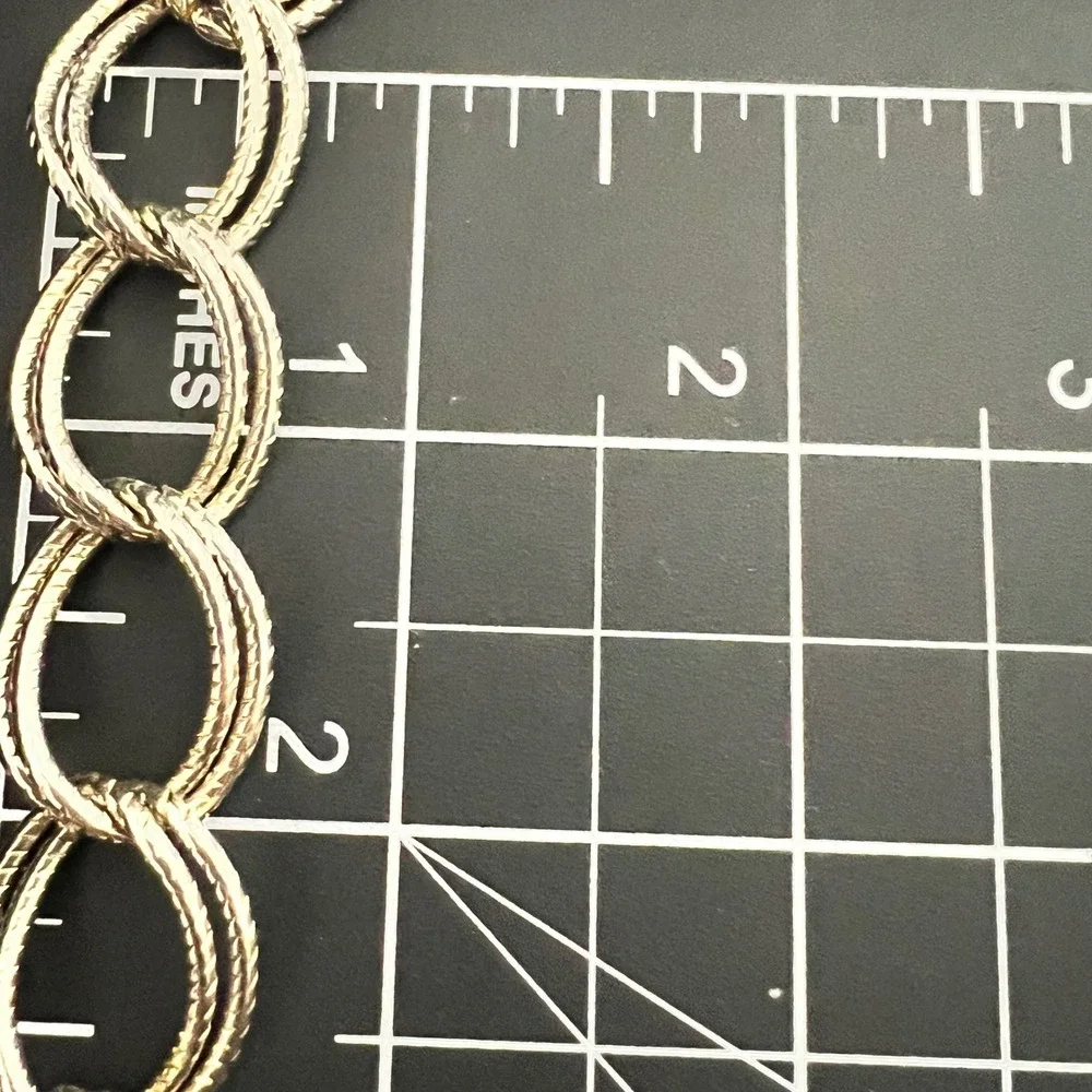 Vintage Silver Textured Oval Link Chain Belt 36